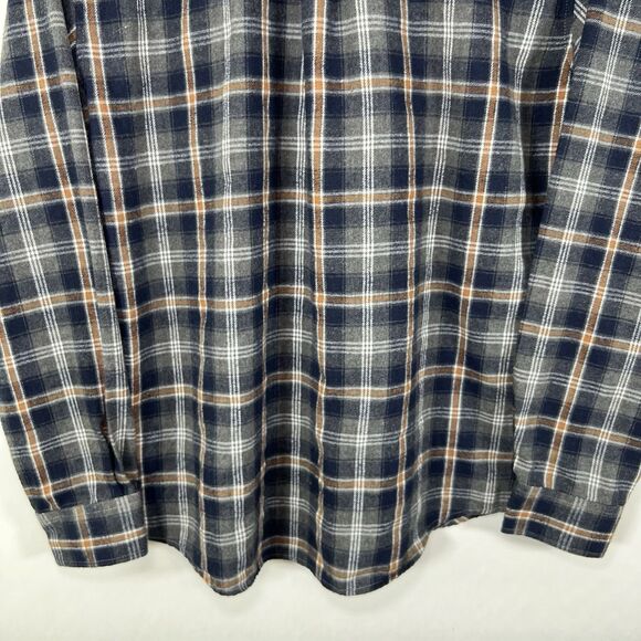 Rue Saint-Patrick Montreal Button Up Flannel Shirt Mens Medium Blue Orange Plaid - Picture 14 of 14